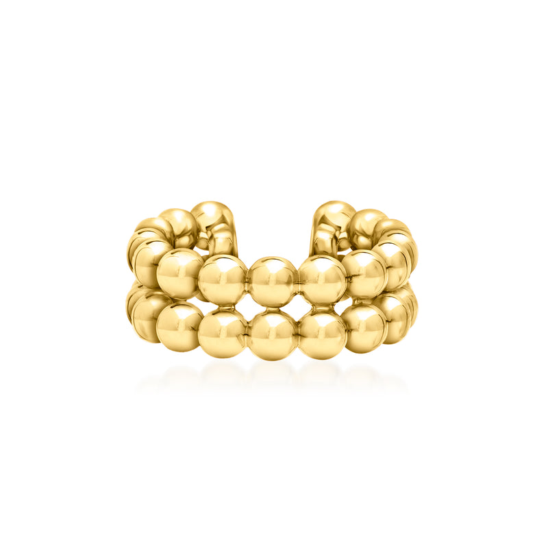 Gold-tone beaded single ear cuff with rounded bead links