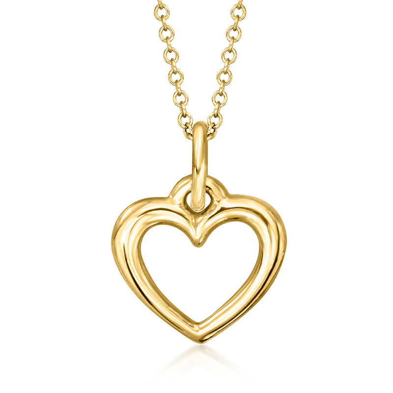 14kt yellow gold heart pendant necklace with polished heart bail