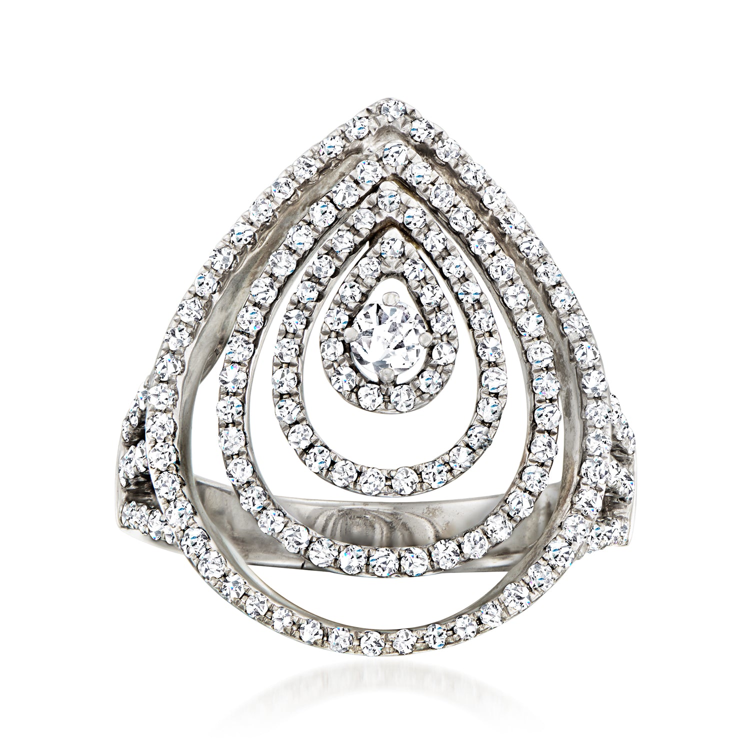 C. 1990 Vintage .85 ct. t.w. Diamond Open-Space Teardrop Ring in 14kt White Gold
