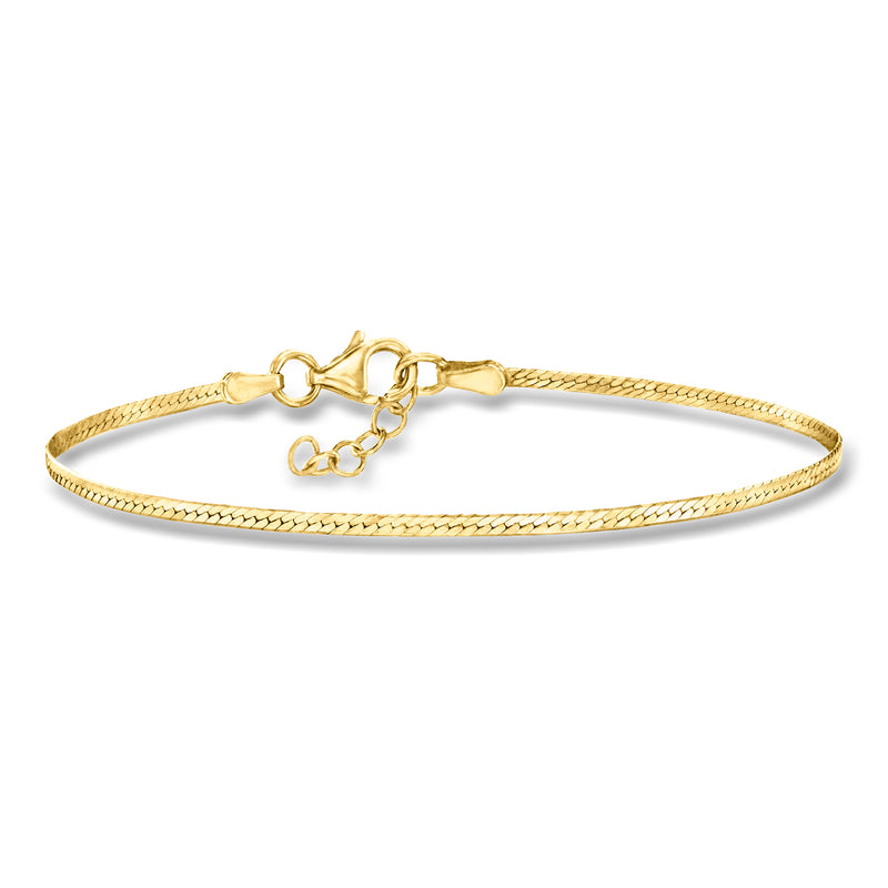 Herringbone link gold over sterling bracelet with spring clasp and small chain extender