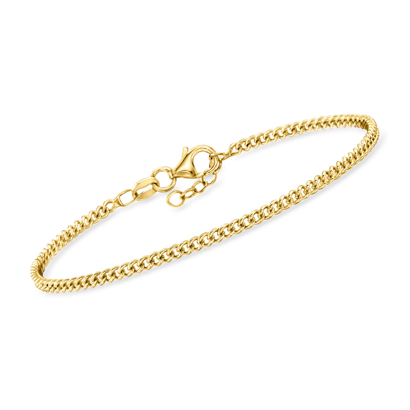 Gold vermeil curb-link bracelet with lobster clasp, 2mm chain