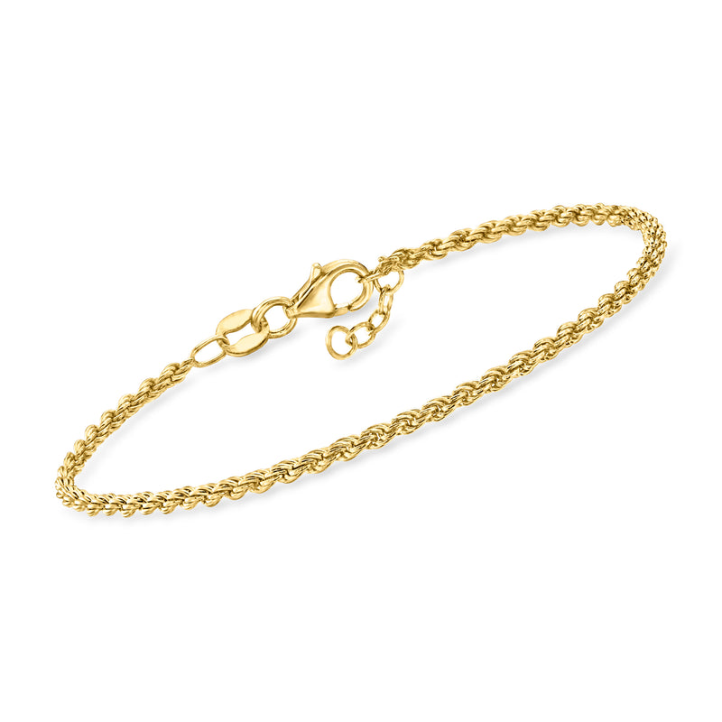 Gold vermeil rope-chain bracelet with lobster clasp and round link extender
