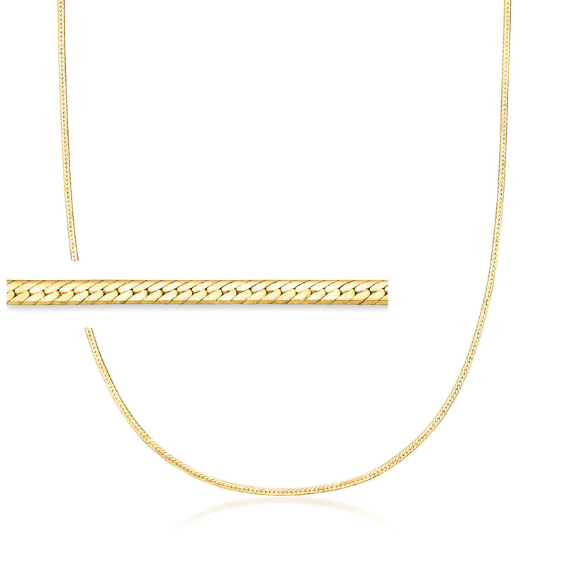 Gold vermeil herringbone necklace with slim chain link pattern