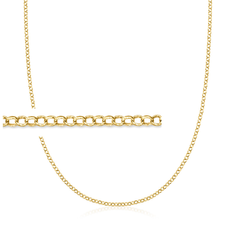 Italian 2.5mm gold vermeil rolo-link necklace with gold-toned chain links