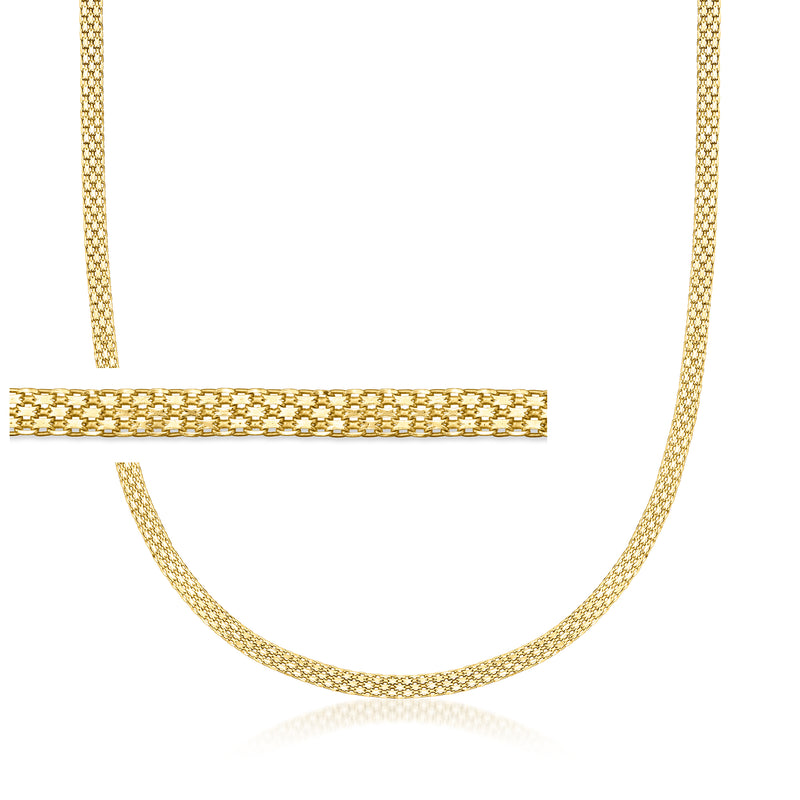 Gold over sterling bismark-link necklace with flat polished gold chain links