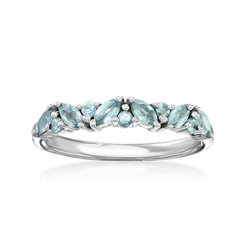 Sterling silver ring with oval green sapphire stones in prong setting
