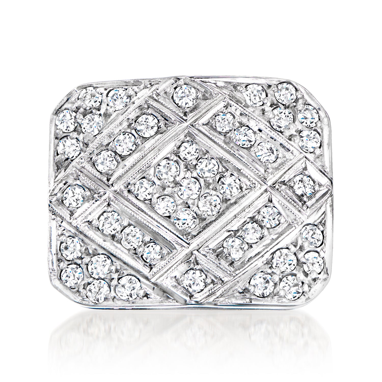 C. 1970 Vintage 1.10 ct. t.w. Diamond Square-Top Ring in 18kt White Gold
