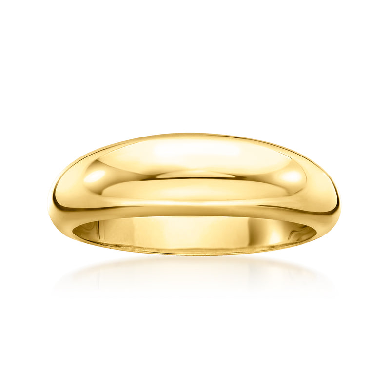 Domed gold vermeil ring with a smooth, polished rounded top