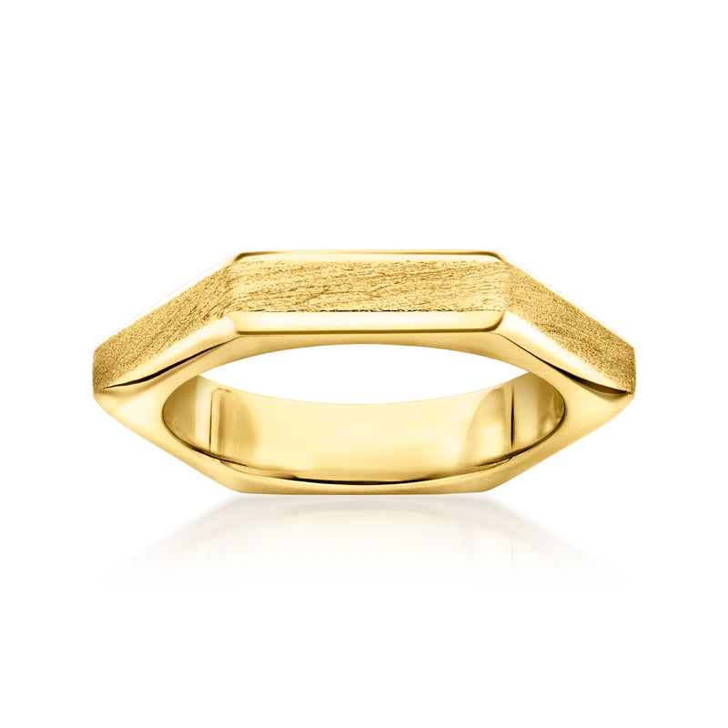 Gold vermeil geometric ring with raised facets
