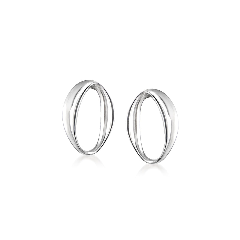 Sterling silver oval hoop earrings for convertible drop style