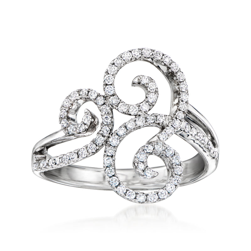 Vintage diamond swirl ring in 14kt white gold