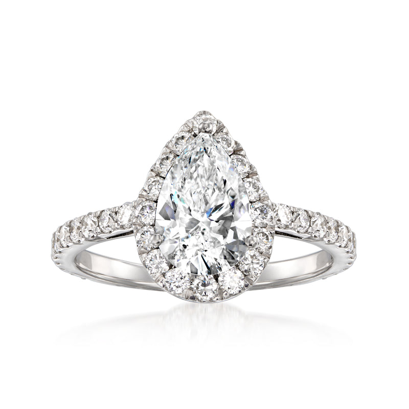 Halo lab-grown diamond ring in 14kt white gold with oval center stone