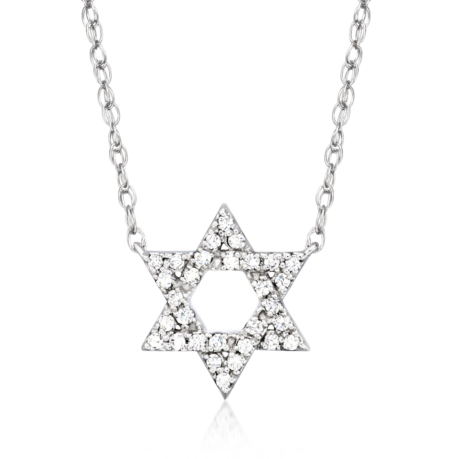 .15 ct. t.w. Diamond Star of David Necklace in Sterling Silver