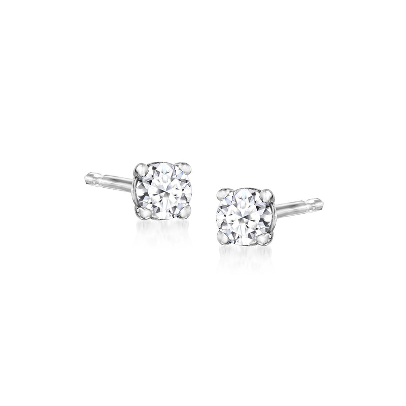 14kt white gold lab-grown diamond stud earrings with round center stones