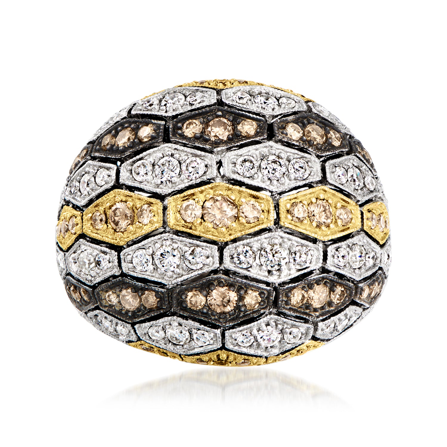 C. 2000 Vintage Sonia B 2.20 ct. t.w. White and Brown Diamond Ring in 18kt Two-Tone Gold