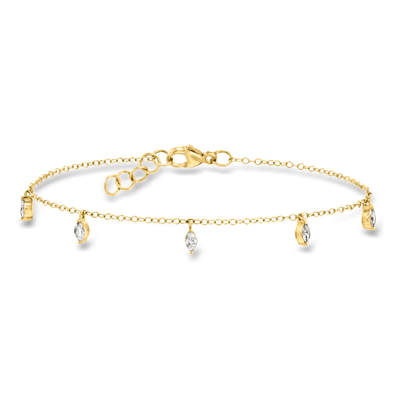 14kt yellow gold station bracelet with marquise lab-grown diamond drops, adjustable clasp