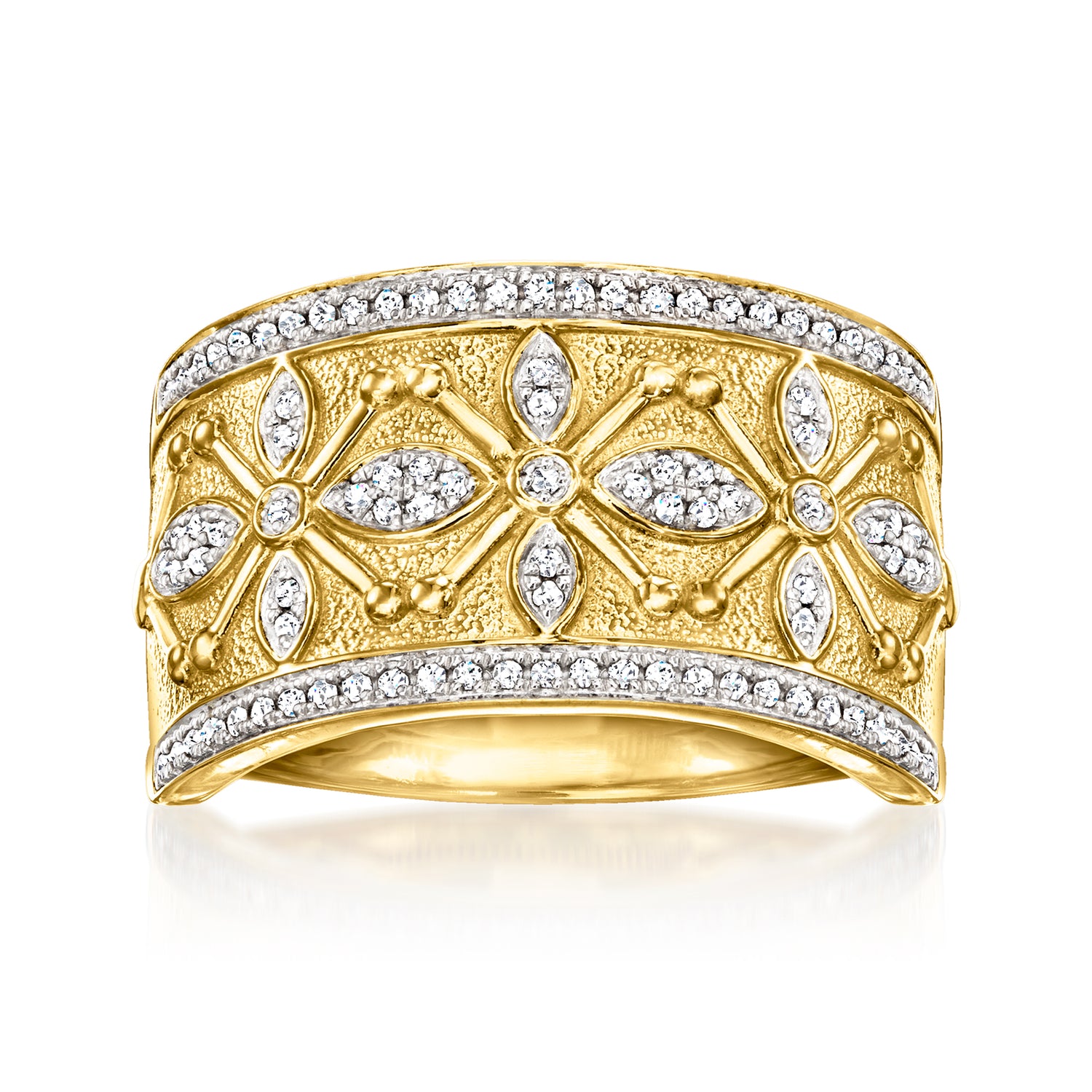 .25 ct. t.w. Diamond Etruscan-Style Ring in 18kt Gold Over Sterling