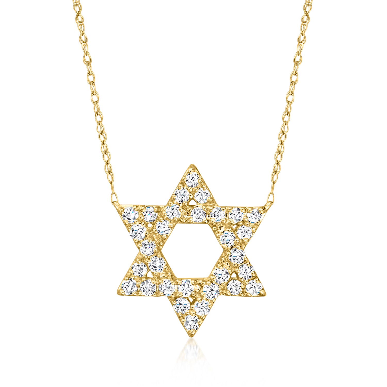 .50 ct. t.w. Diamond Star of David Necklace in 14kt Yellow Gold