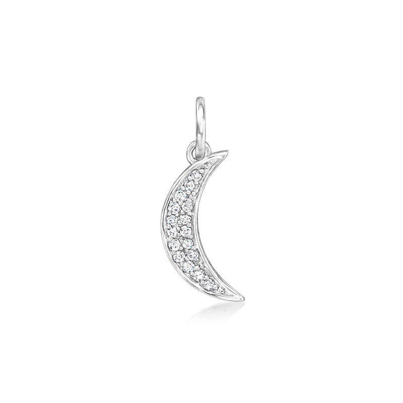 Sterling silver moon charm with diamond accents