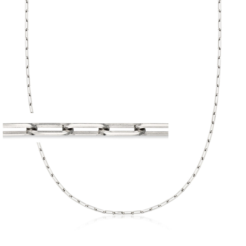 Platinum paper clip link necklace with interlinked chain segments