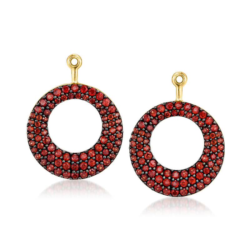 3.40 ct. t.w. Garnet Earrings with Removable Circle Drops in 18kt Gold Over Sterling