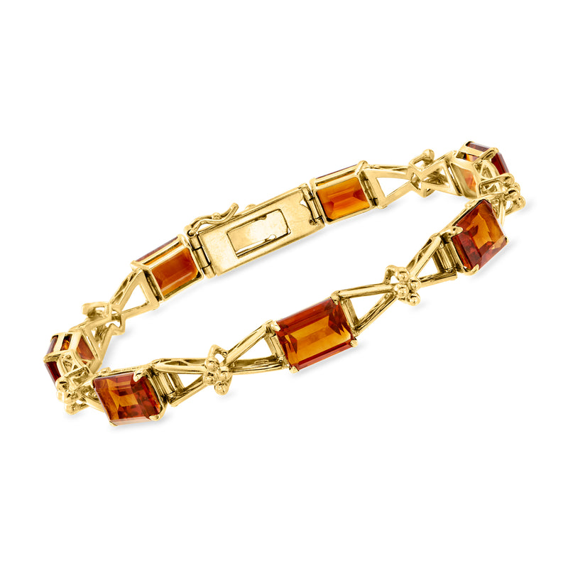18kt yellow gold link bracelet with rectangular citrine-colored stones