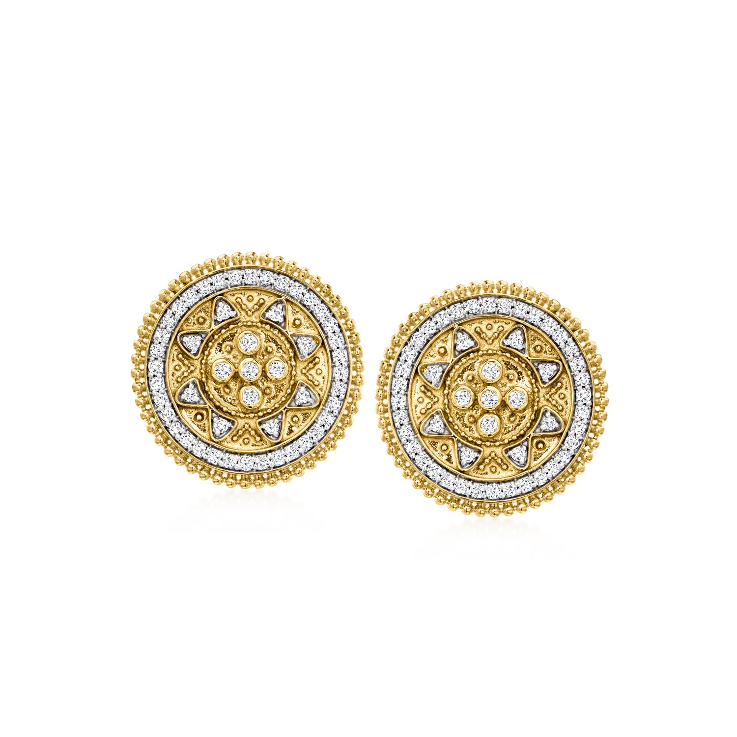 .40 ct. t.w. Diamond Etruscan-Style Circle Earrings in 18kt Gold Over Sterling