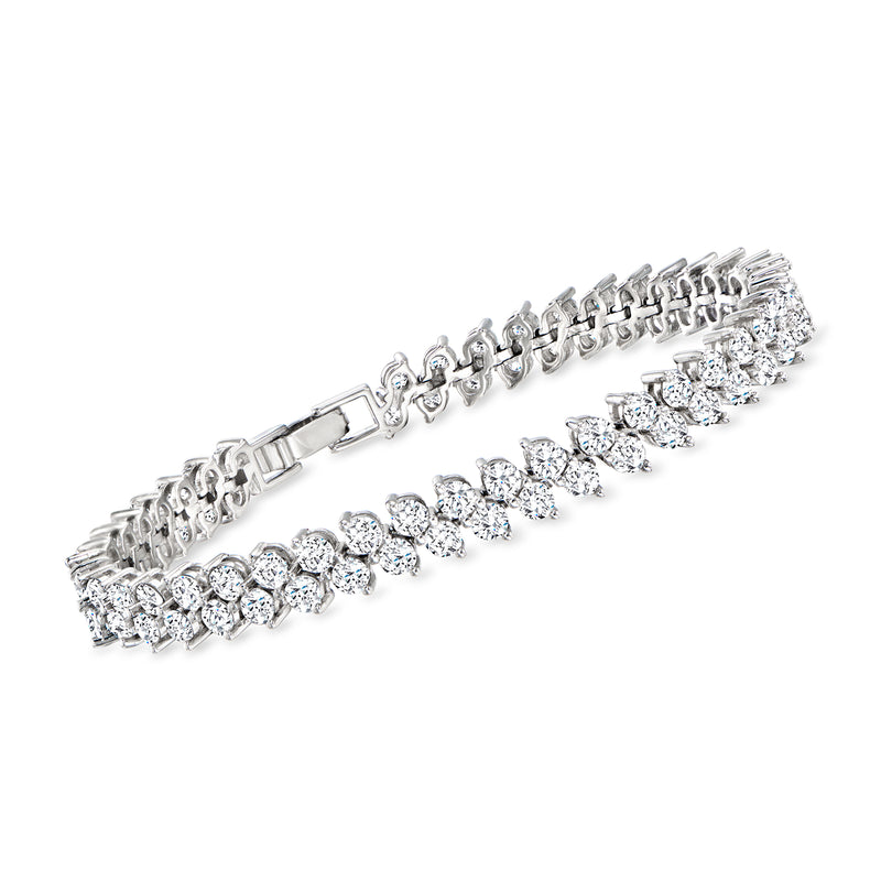 Sterling silver CZ tennis bracelet with linked round stones and box clasp