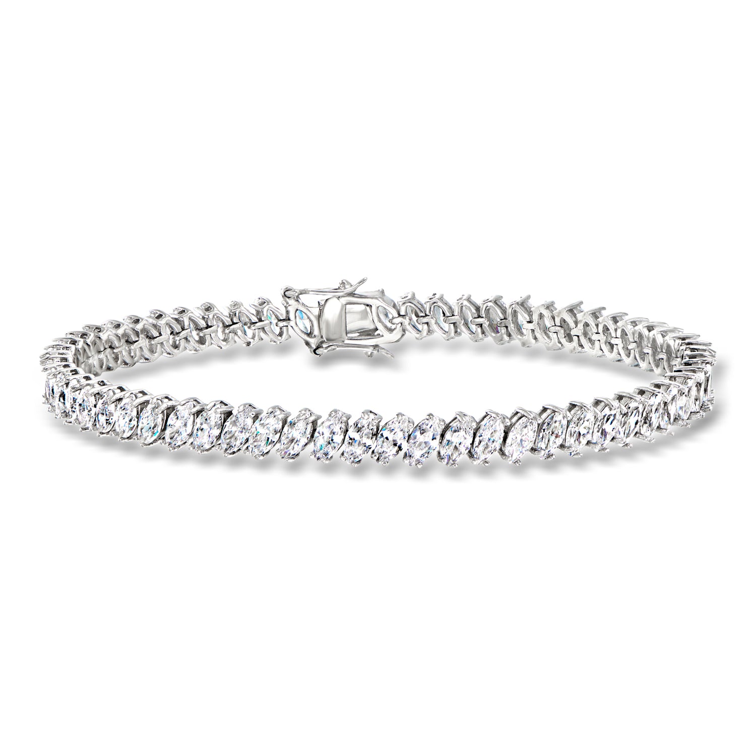 13.00 ct. t.w. Marquise CZ Tennis Bracelet in Sterling Silver