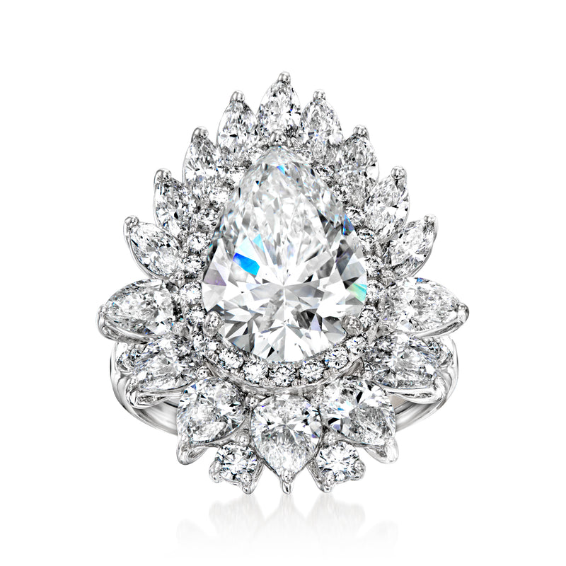 14kt white gold lab-grown diamond halo ring with large round center stone