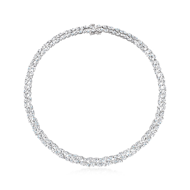 Diamond tennis necklace in 14kt white gold with a continuous sparkling row of stones