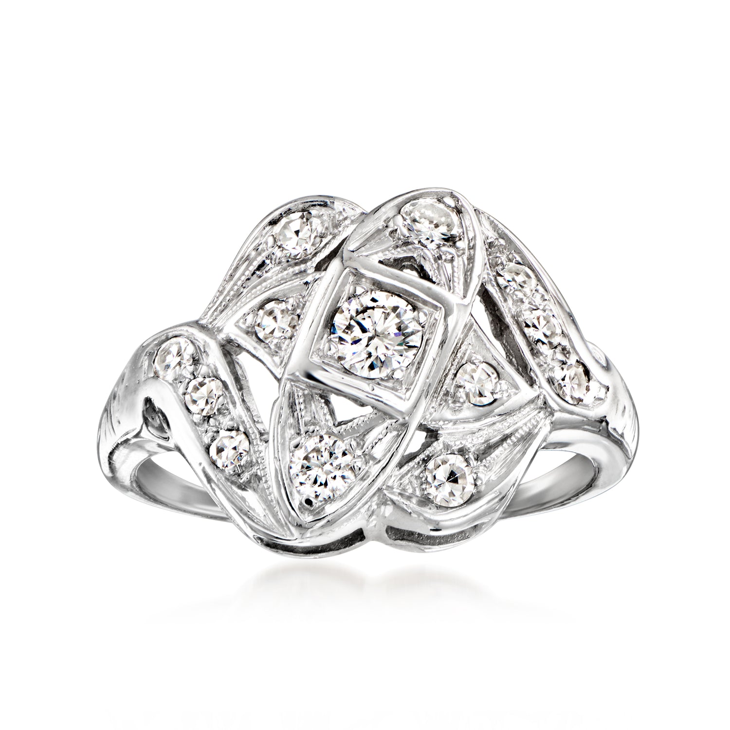 C. 1950 Vintage .45 ct. t.w. Diamond Ring in 14kt White Gold