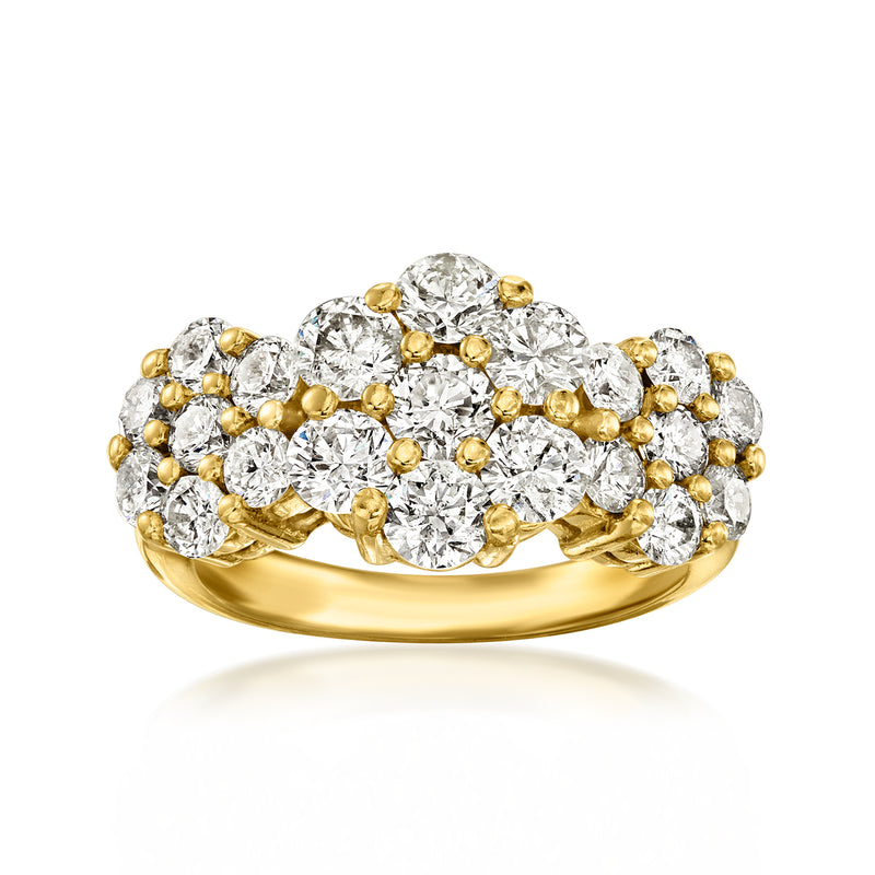 Vintage 18kt yellow gold diamond cluster ring with round-cut stones