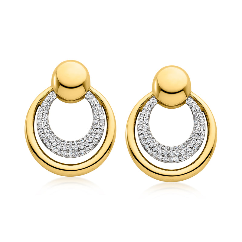 Gold over sterling silver doorknocker post earrings with white topaz