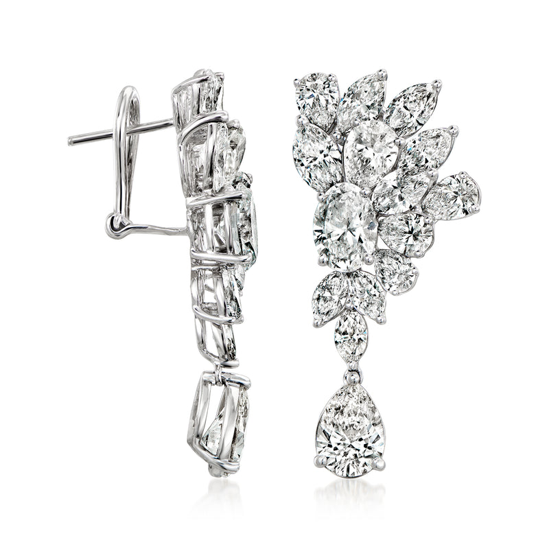 Lab-grown diamond cluster drop earrings with clip/post back and pear drop dangle