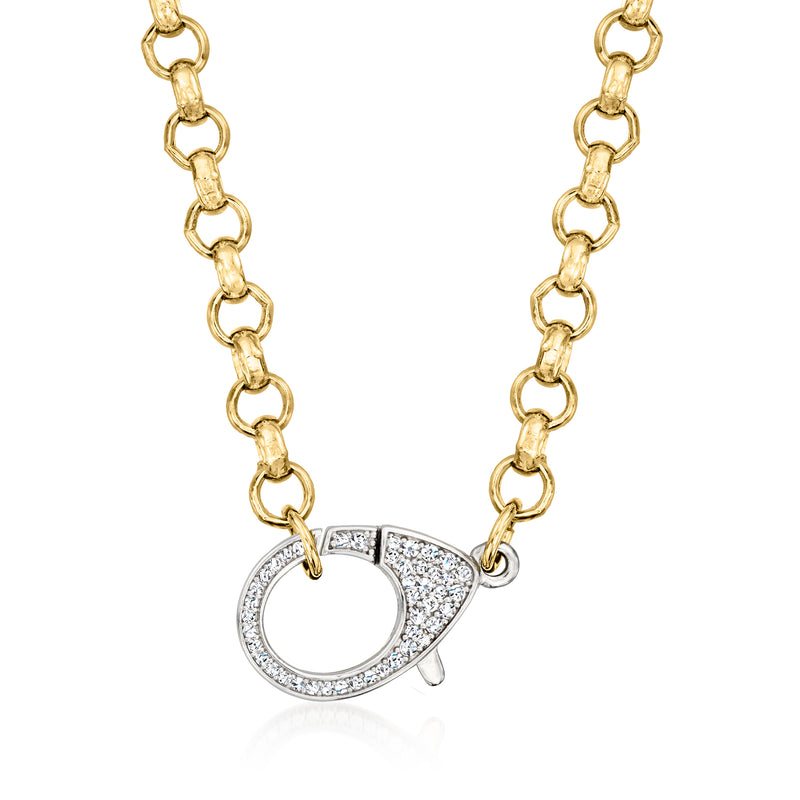 Gold-over-sterling chain necklace with CZ lobster clasp pendant