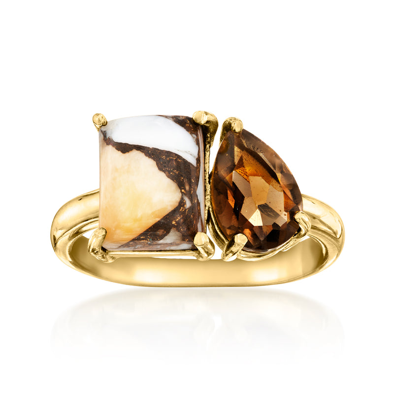 18kt gold over sterling toi et moi ring with two smoky quartz stones