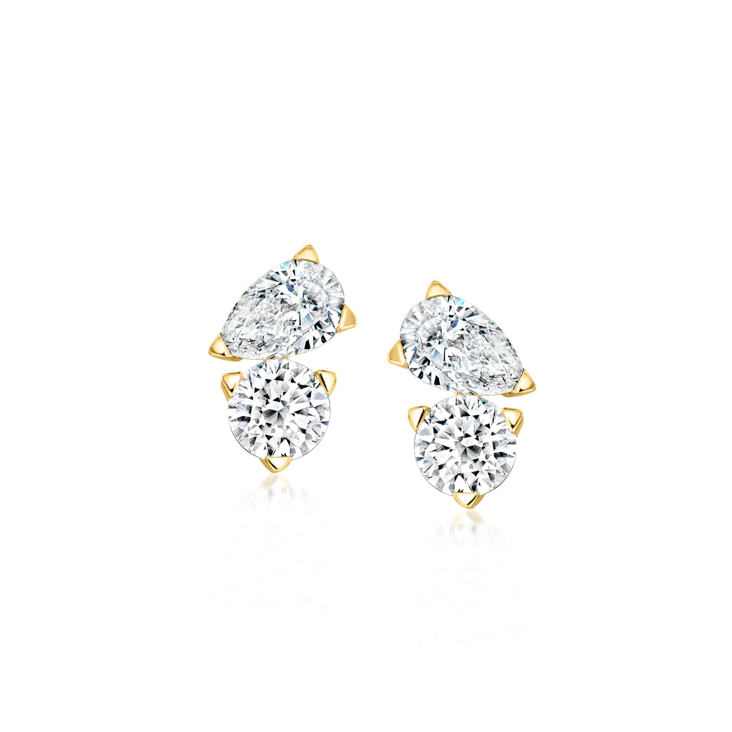 1.00 ct. t.w. Lab Grown Diamond Toi et Moi Earrings in 14kt Yellow Gold