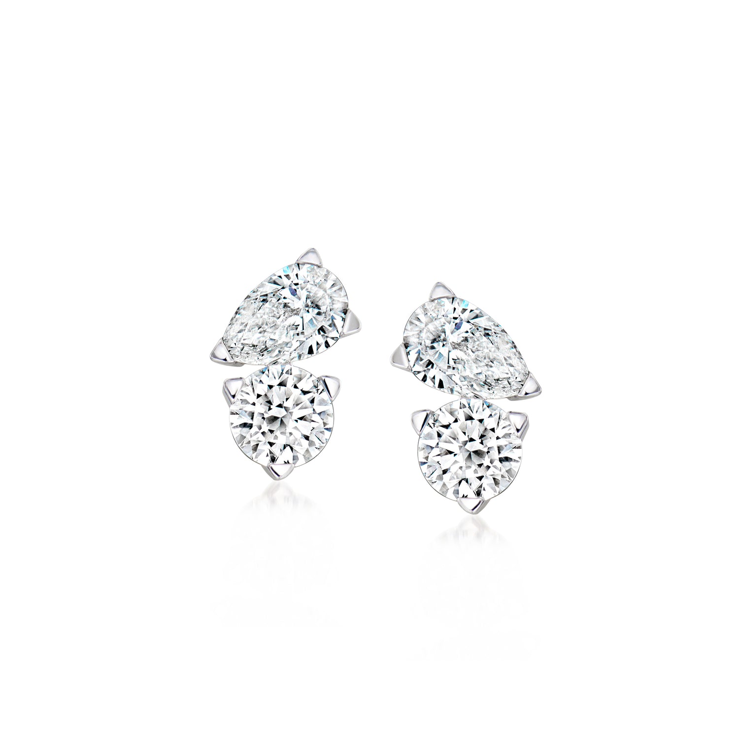 1.00 ct. t.w. Lab Grown Diamond Toi et Moi Earrings in 14kt White Gold