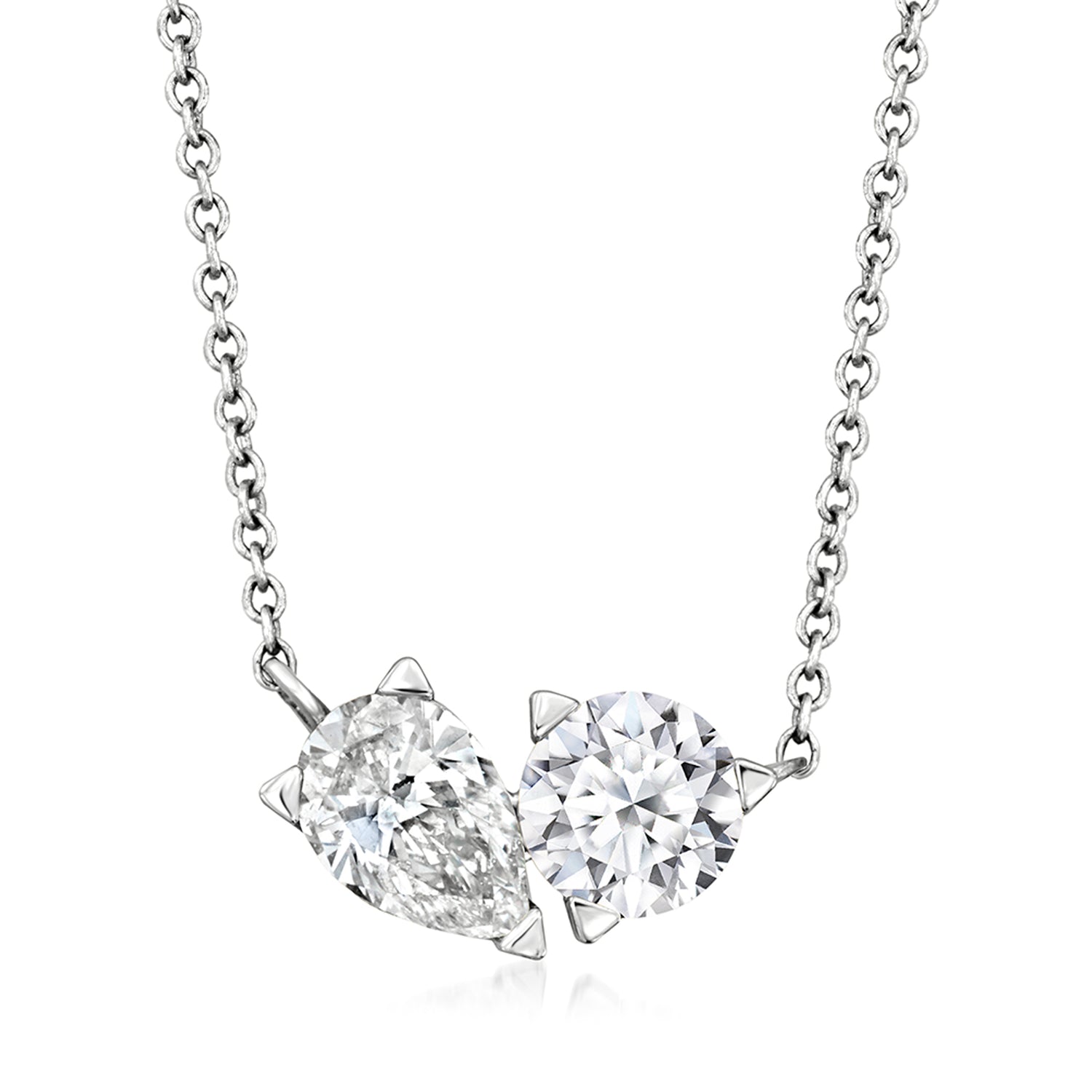 1.00 ct. t.w. Lab Grown Diamond Toi et Moi Necklace in 14kt White Gold