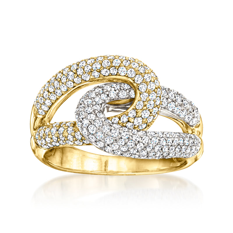 18kt yellow gold diamond interlocking-loop ring