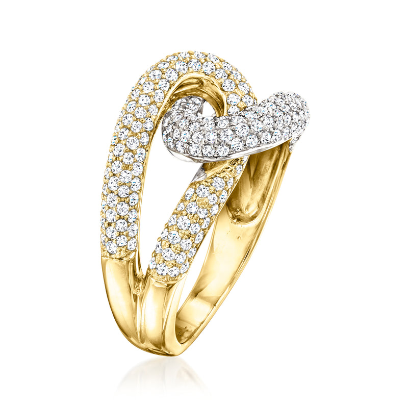 Diamond interlocking-loop ring in 18kt yellow gold