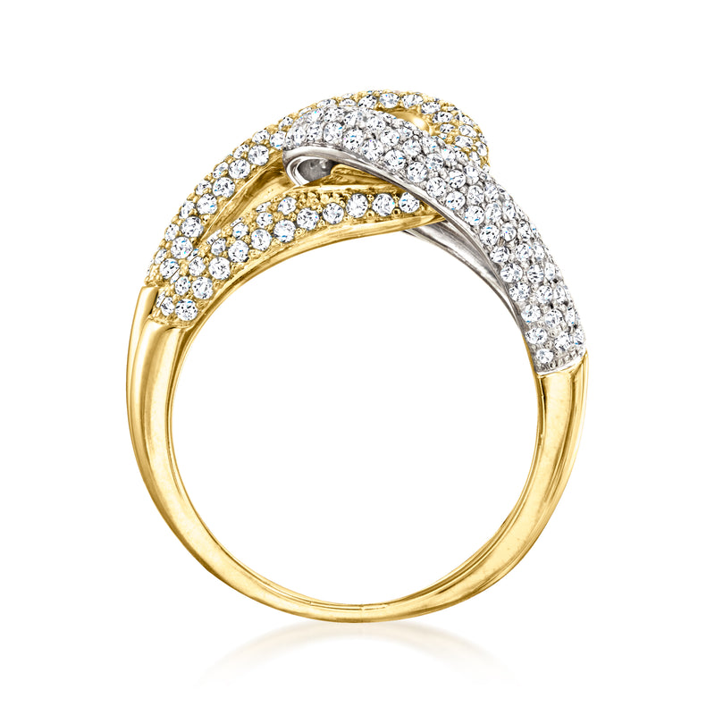 18kt yellow gold diamond interlocking-loop ring