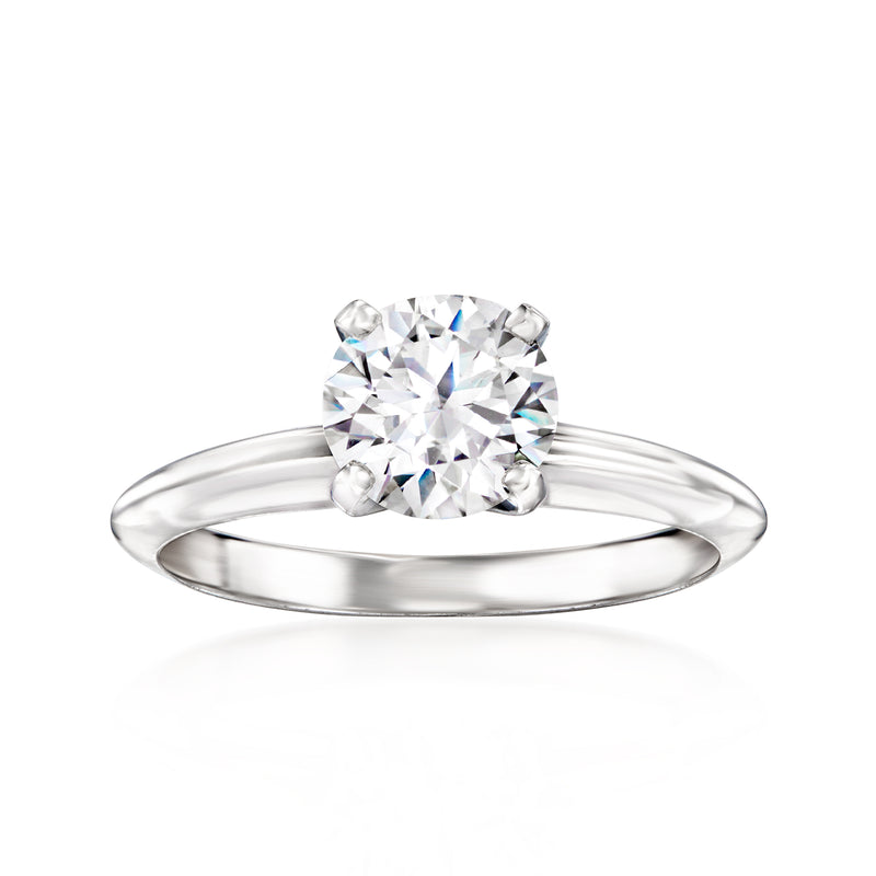 14kt white gold solitaire ring with round center diamond