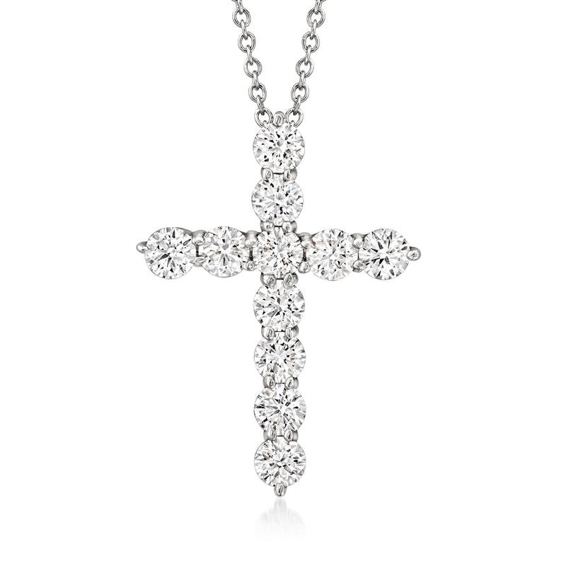 14kt white gold cross pendant necklace with diamond accents