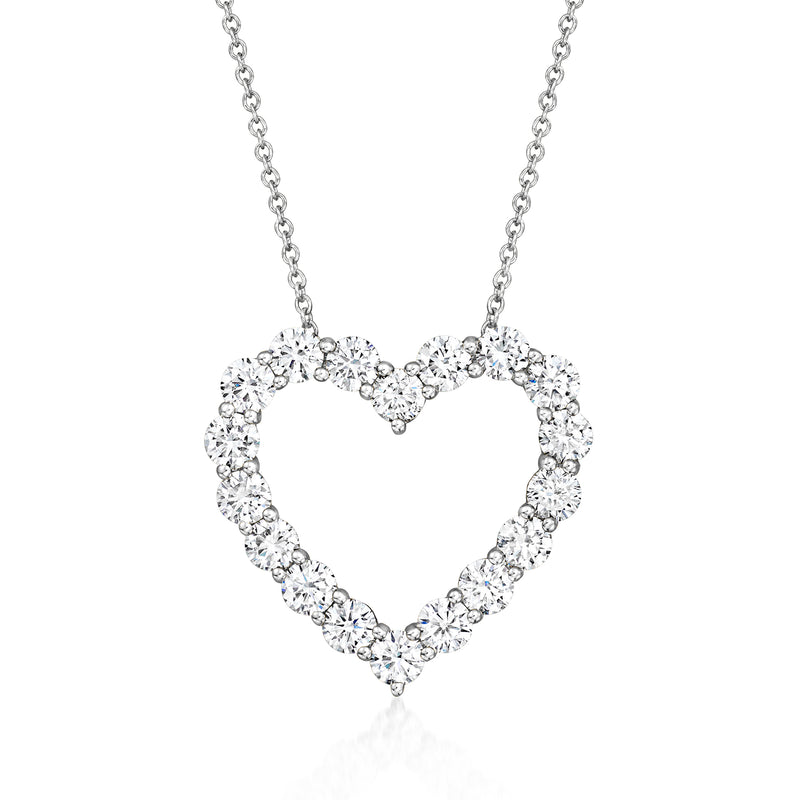 Lab-grown diamond heart pendant necklace in white gold