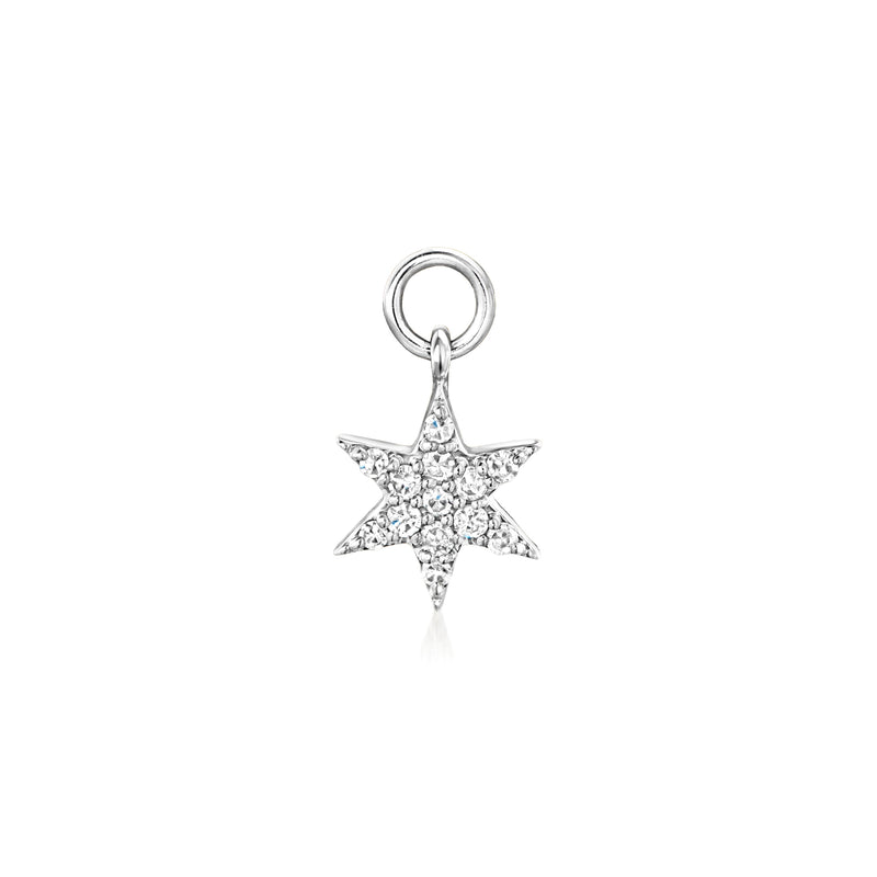 Sterling silver star hoop charm with sparkling crystal accents