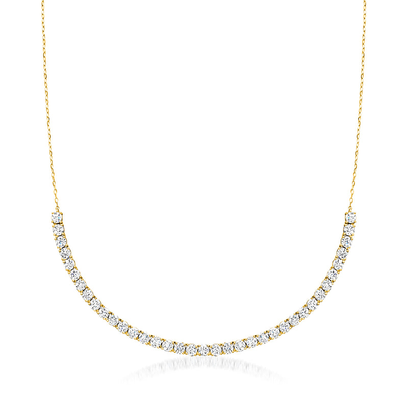 14kt yellow gold half tennis lab-grown diamond necklace with round stones