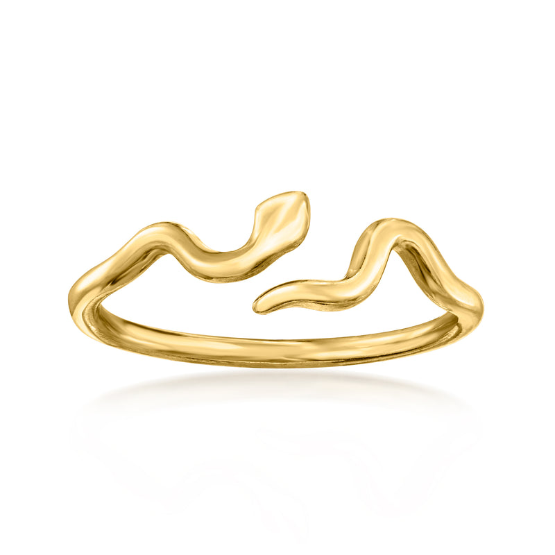 Gold vermeil snake ring with raised curved coil design