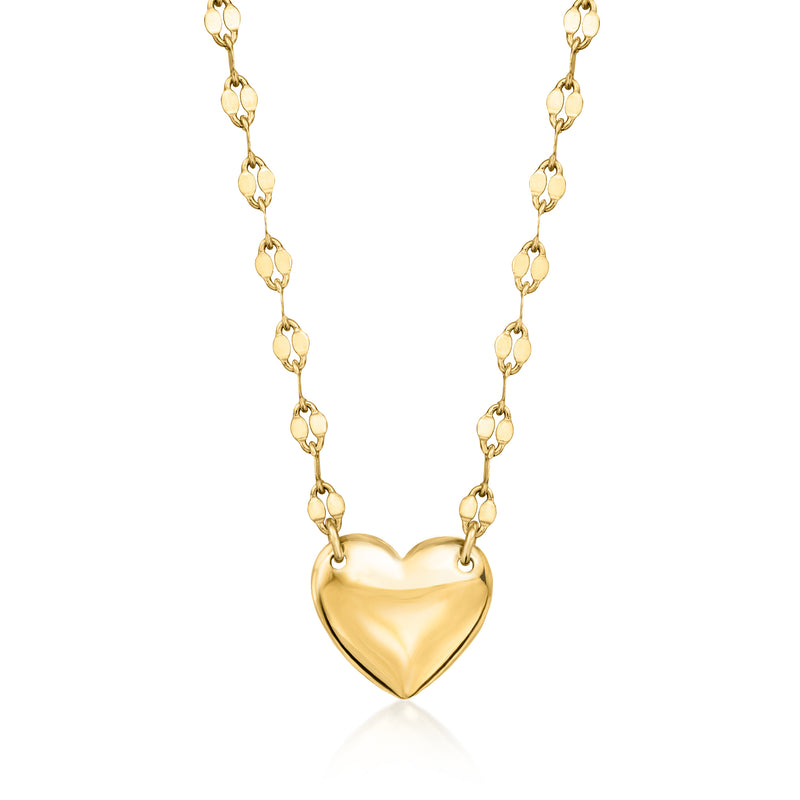 Gold-tone heart pendant necklace with small oval chain links